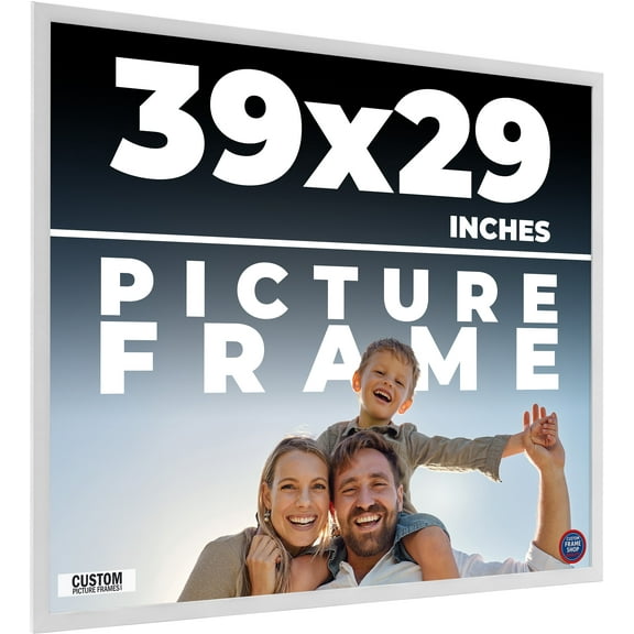 39x29 Frame White Real Wood Picture Frame Width 0.75 inches | Interior Frame Depth 0.5 inches |