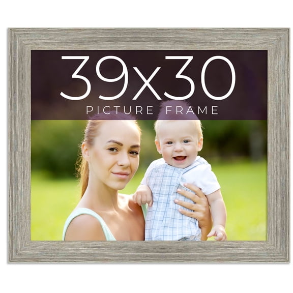 39x30 Frame Grey Real Wood Picture Frame Width 1.5 Inches | Interior Frame Depth 0.5 Inches | Barn