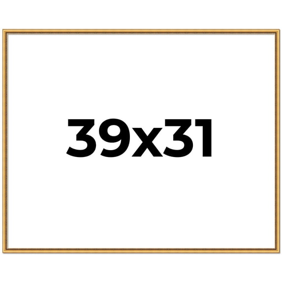 39x31 Frame Beaded Gold Solid Wood Picture Frame | 0.75 Inches Moulding Width | Liscio Oro