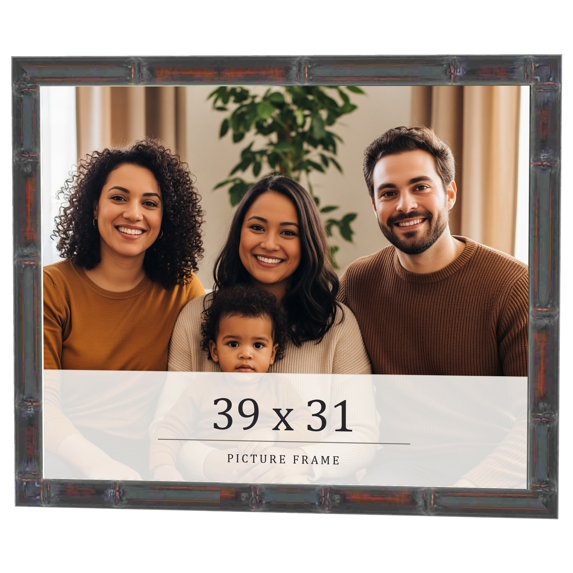 39x31 Frame Brown Bamboo with Dark Coffee/Walnut Finish | Solid Wood Picture Frame Width 0.75