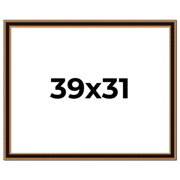 39x31 Frame Gold Brown Plein Air Vintage Solid Wood Picture Frame | 1.75 Inches Moulding Width |