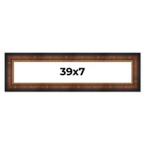 39x7 Frame Brown Walnut Gold Ornate Trim Solid Wood Plein Air Picture Frame | 3 Inch Moulding Width