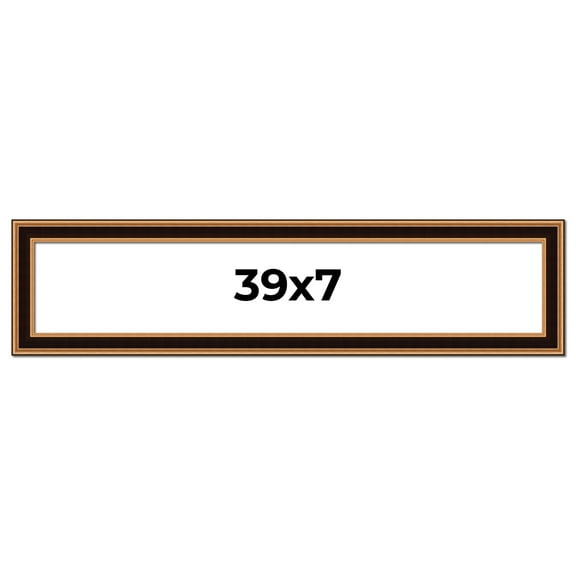 39x7 Frame Gold Brown Plein Air Vintage Solid Wood Picture Frame | 1.75 Inches Moulding Width |