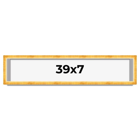 39x7 Shadow Box Frame Gold | 1.625 Inches Deep Real Wood Traditional Shadowbox Display Frame | UV
