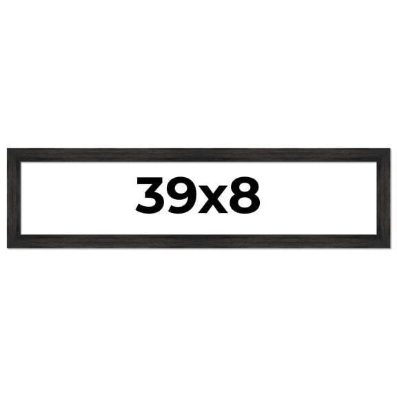 39x8 Frame Black Rustic Barnwood Solid Wood Picture Frame | 1.5 Inch Moulding Width | Includes UV