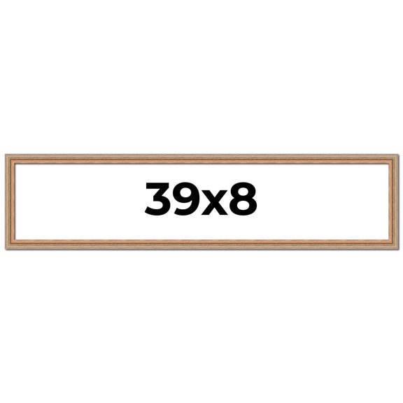 39x8 Frame Brown 60's Wooden Cabinet Solid Wood Picture Frame | 1 Inch Moulding Width | Complete