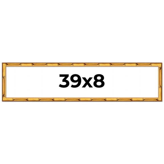 39x8 Frame Gold Bamboo Solid Wood Picture Frame | 0.75 Inch Moulding Width | Interior Frame Depth