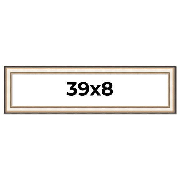 39x8 Frame Gold Silver Plein Aire 2" Inch Wide Moulding Solid Wood Picture Frame | Modena