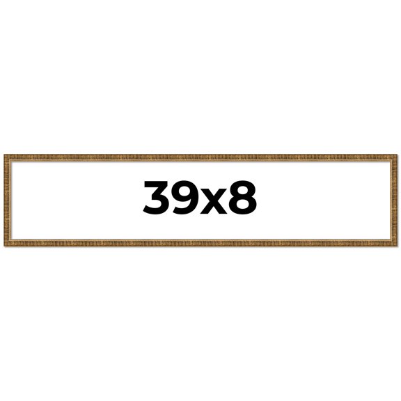 39x8 Frame Gold Solid Wood Picture Frame - Complete Modern Photo Frame Includes UV Acrylic