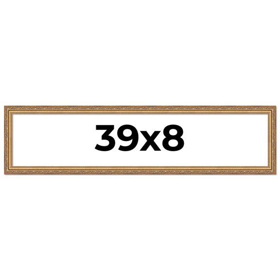 39x8 Frame Gold Solid Wood Picture Frame Width 1.25 Inches | Interior Frame Depth 0.375 Inches |
