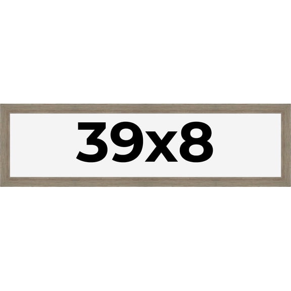 39x8 Frame Gray Barnwood Rustic Solid Wood Picture Frame | 1.5 Inch Moulding Width | Includes UV