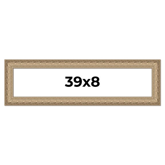 39x8 Frame Ornate Silver Beaded Solid Wood Picture Frame Width 2.5 Inches | Interior Depth 1 Inches