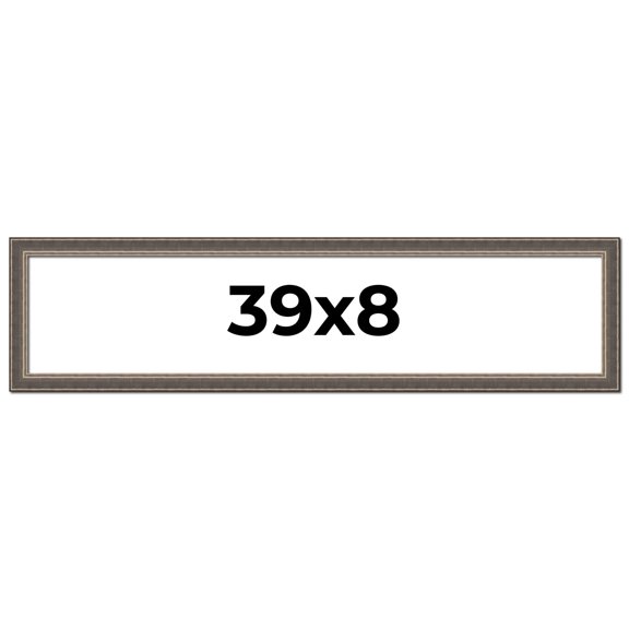 39x8 Frame Silver Real Wood Picture Frame Width 1.25 Inches | Interior Frame Depth 0.5 Inches |