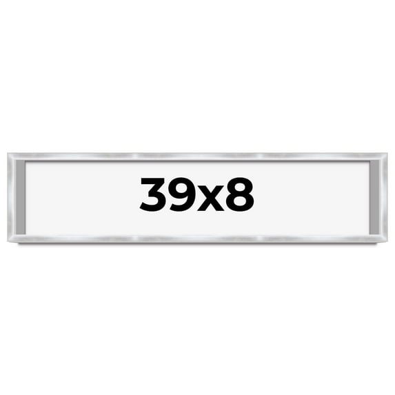 39x8 Frame Silver Whitewashed Wood Grain Solid Wood Shadow Box | 0.75 Inch Moulding Width | 0.75