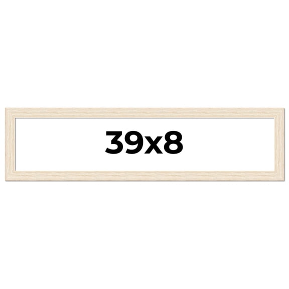 39x8 Frame White Barnwood Picture Frame Includes UV Acrylic Plexiglass, Acid Free Foam Backing