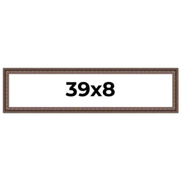 39x8 Ornate Brown Real Wood Picture Frame Width 1.5 Inches | Interior Frame Depth 0.5 Inches | Zisa