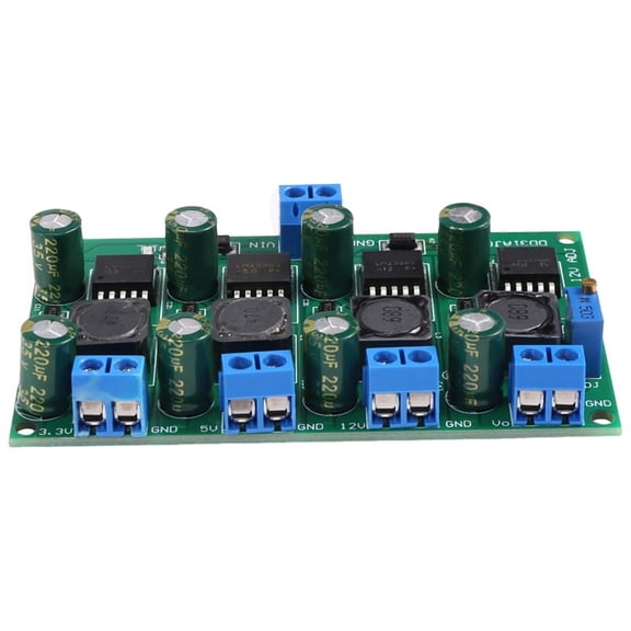 3A 4 Channels Multiple Switching Power Supply Module 3.3V 5V 12V ADJ Adjustable Output DC DC Step-Down Buck Converter Board,1 * DD31AJQA 3A 4-channels DC DC Step-Down Buck Converter Module,green