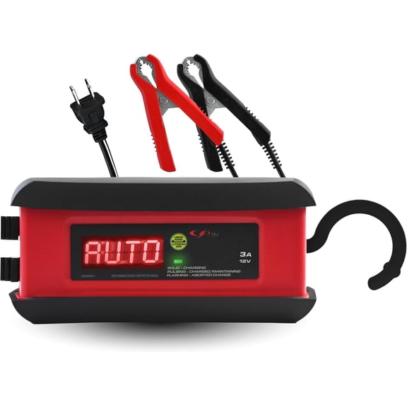 3A Car Battery Charger and Maintainer, 3-in-1 Solution, for 12V Power Sport, Automotive, and Marine Batteries, SP1297