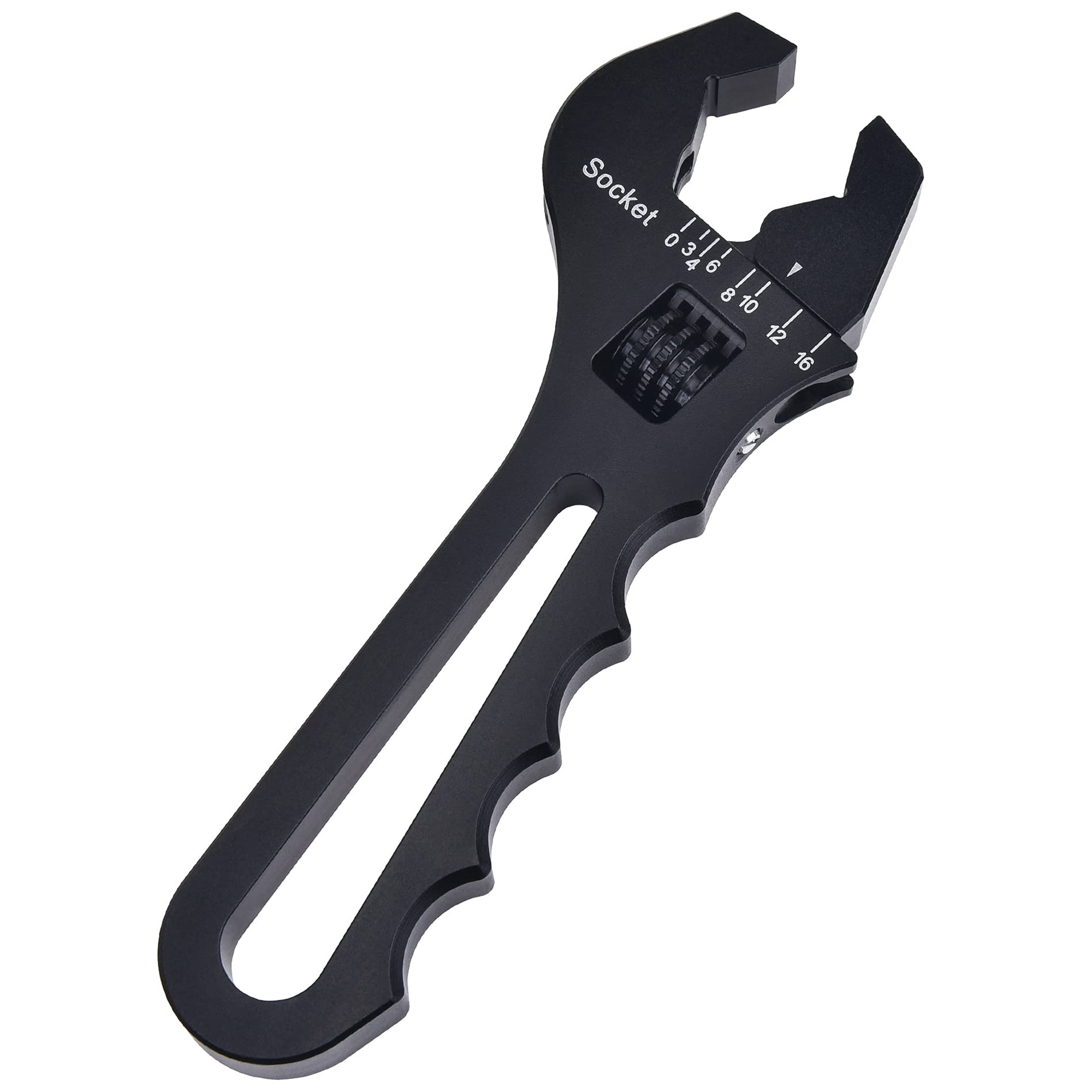SPEEDWOW Adjustable Wrench, 3AN-16AN An Fitting Wrench Aluminum Lightweight Spanner Tools for An Hose Fitting Adapter End, Black