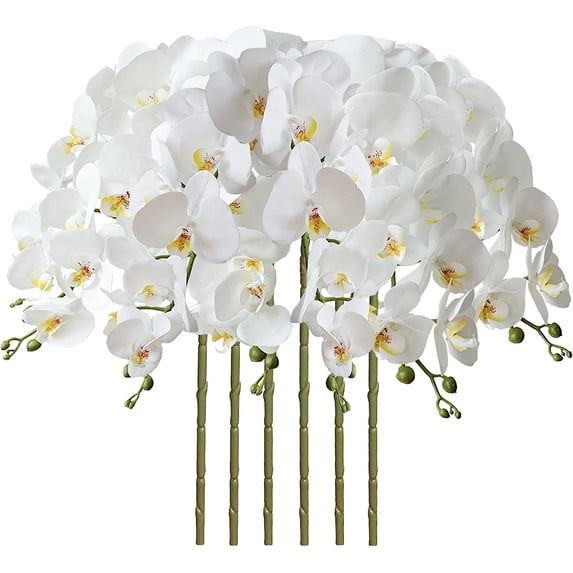 3Artificial Phalaenopsis Flowers Artificial Orchid Flowers Stem Plants for Home Décor (6Pcs)