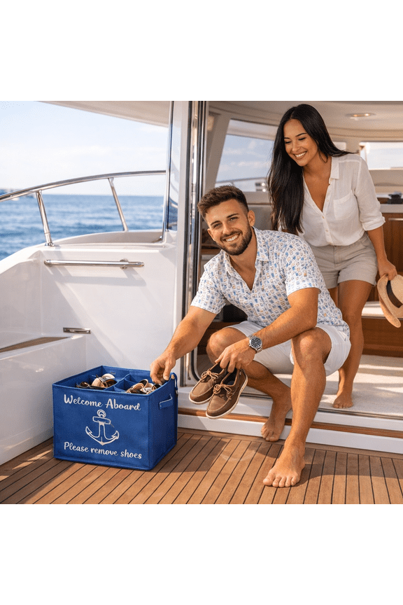 Boat Shoe Storage Box Waterproof Foldable Organizer for Marine, Boat, RV, Beach & Pool Use | Clear Stackable Shoe Container