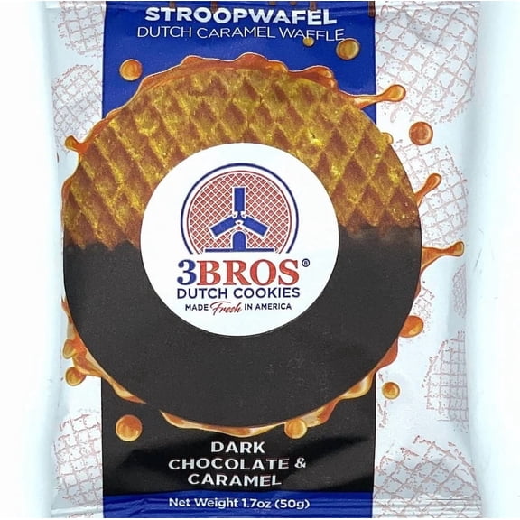 3Bros Cookies, Dark Chocolate Dipped Stroopwafels, 16 Count Display Box