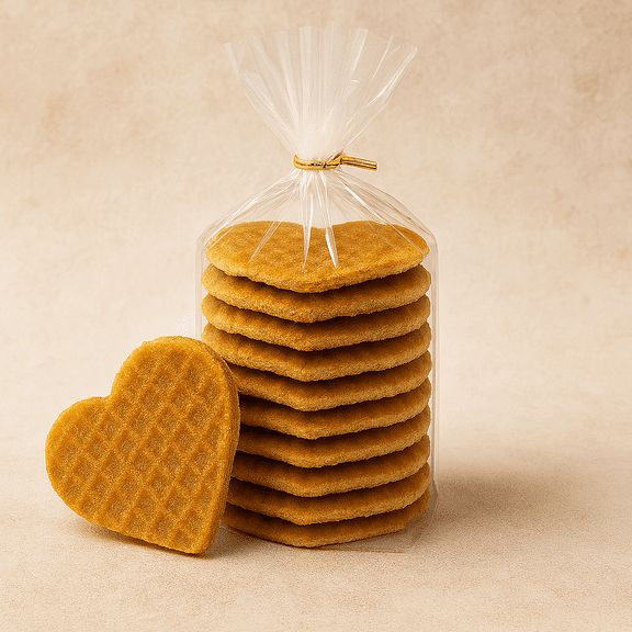 3Bros Stroopwafel Cookie Valentines Day Heart Shaped Classic Caramel 8 Count Bag