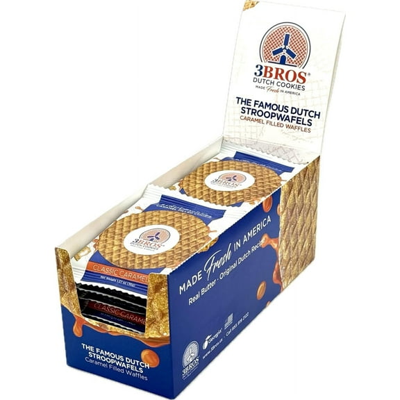 3Bros Wafels Dutch Caramel Stroopwafels, 20 packs| Original Recipe with Real Butter | Individually Wrapped