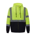 thumbnail image 1 of 3C Products ANSI/ISEA 107-2015 Class 3 Ultra Soft Fleece Safety Green Hoodie Jacket with Front Zipper Closure & Black Bottom - SAJ6700-L, 1 of 5