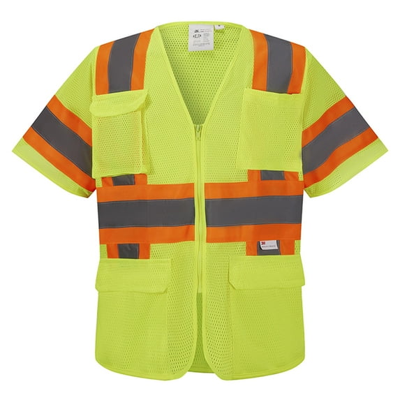 3C Products ANSI/ISEA 107-2020 Class 3 Safety Green Ulta Cool Mesh Safety Vest w/ 3M Reflective Tapes and multiple Pockets SV5300-3XL