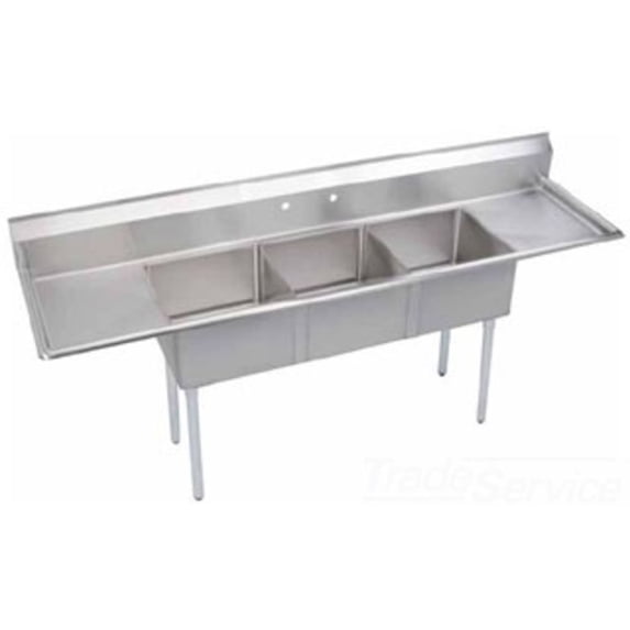 Elkay SE3C18X18 - 2 - 18X Stainless Steel Super Economy Sink With 3 Compartment And 18 inch Left And Right Drainboards