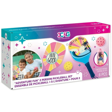 3C4G: Adventure Fun: 2 Person Pickleball Set - Play Pickleball Anywhere Your Heart Desires, Drawstring Dag Included, Make It Real, Three Cheers For Girls, Tween & Girls, Kids Ages 8+