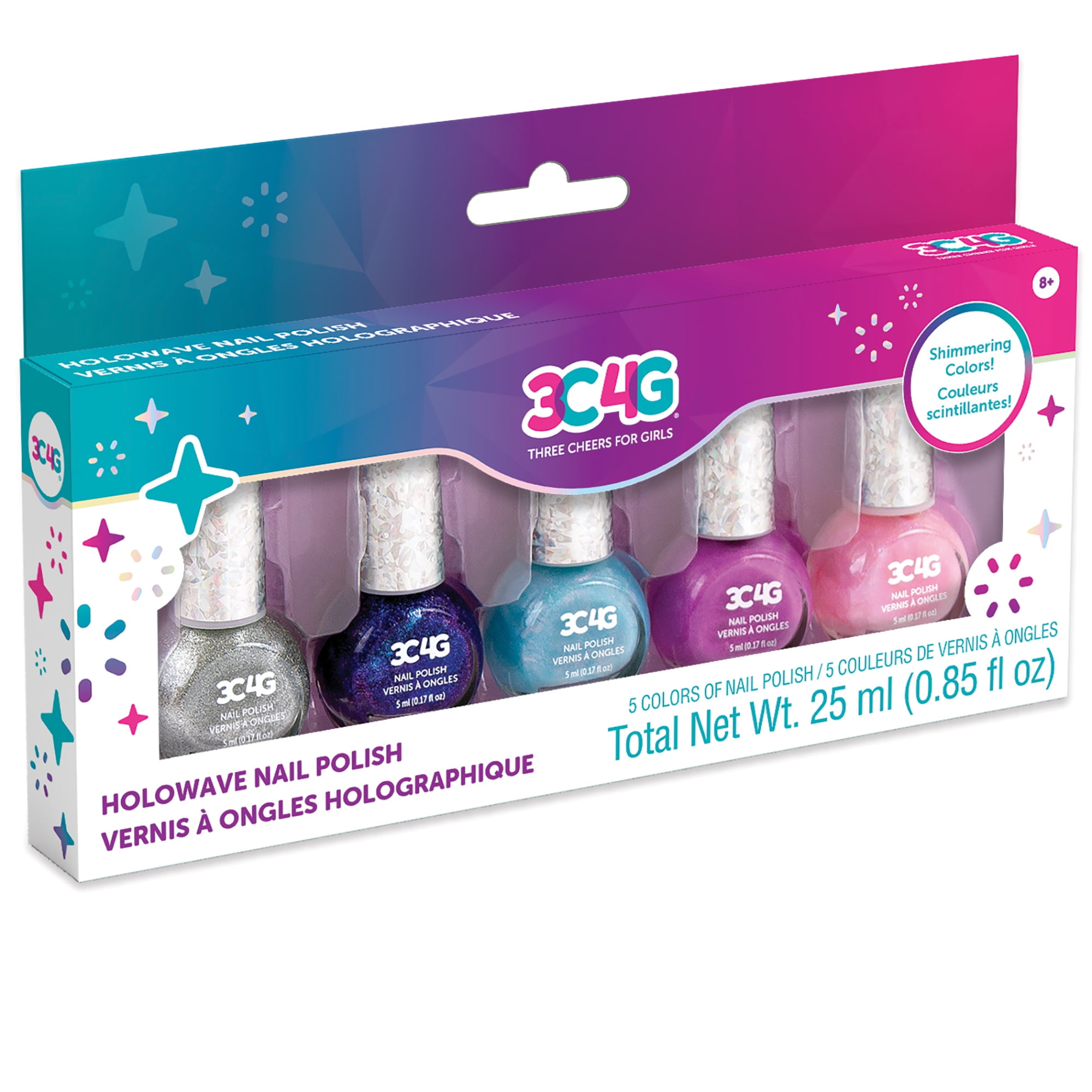 3C4G Holowave Nail Polish Set 5 Bottles, Make It Real, Teens Tweens