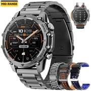 Mid-Range Smart Watch 1.52" HD Smartwatch fits for Android and iPhone Devices, with 3 Interchangeable Bands/High-Efficiency Battery/120+ Sports Modes, IP68 Waterproof Fitness Tracker Watch (Black)