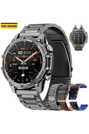 Mid-Range Smart Watch 1.52" HD Smartwatch fits for Android and iPhone Devices, with 3 Interchangeable Bands/High-Efficiency Battery/120+ Sports Modes, IP68 Waterproof Fitness Tracker Watch (Black)