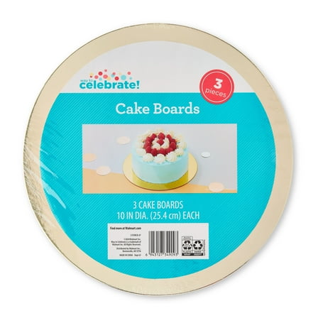 10" Gold Round Paper Cake Boards, 3 Count, by Way To Celebrate