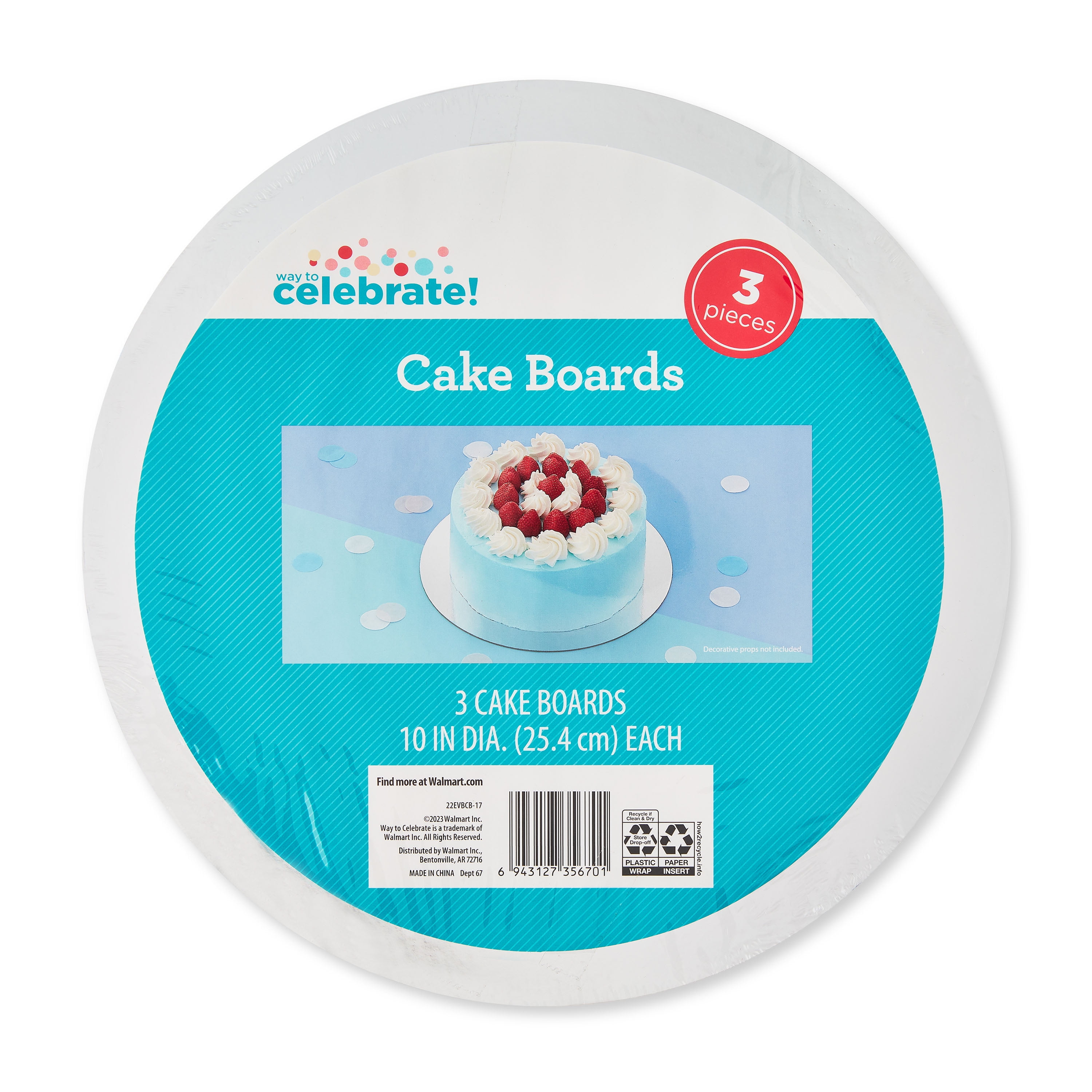 10" Silver Round Paper Cake Boards, 3 Count, by Way To Celebrate