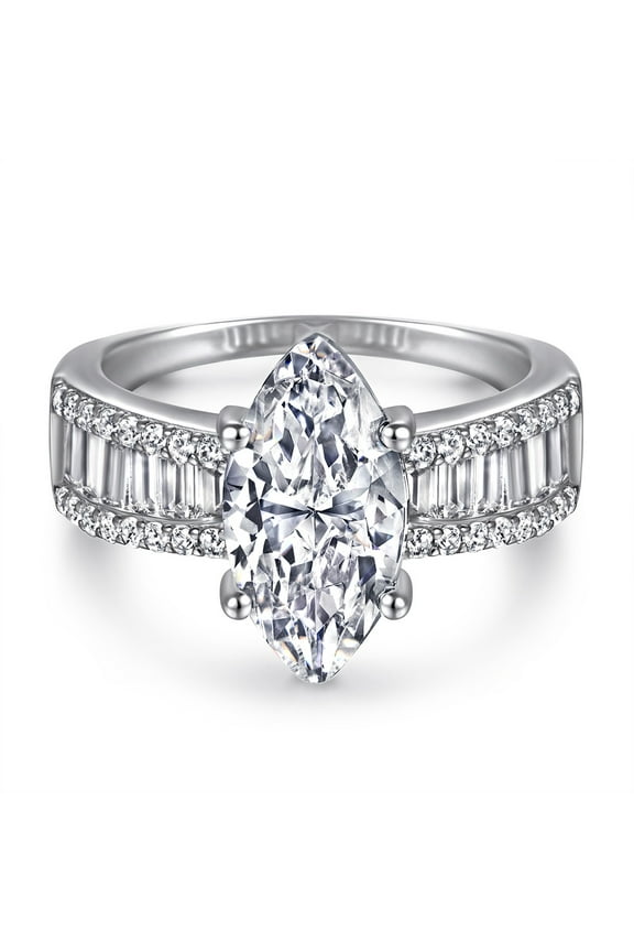 3CT 925 Sterling Silver Bridal Ring Sets, Marquise Cut CZ Engagement Vintage Promise Rings Curved Wedding Bands for Women