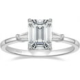 thumbnail image 1 of 3CT 925 Sterling Silver Engagement Rings 3-Stone Emerald Cut Cubic Zirconia CZ Wedding Promise Rings for Her Wedding Bands for Women Size 3-11, 1 of 6