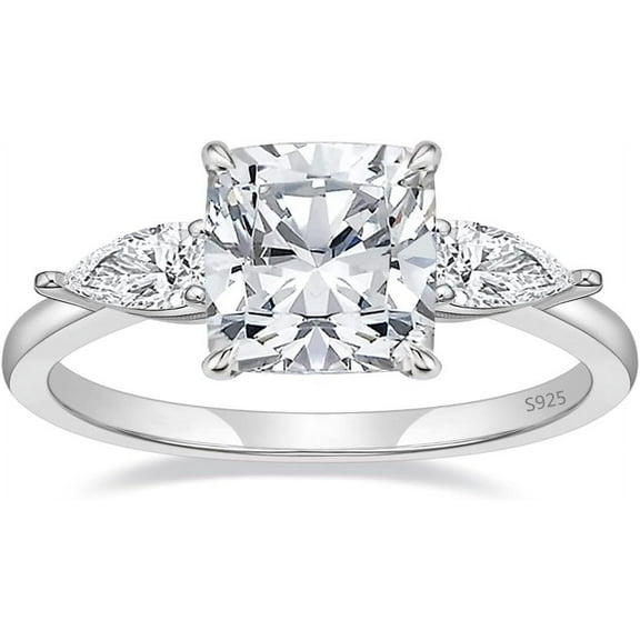 3CT 925 Sterling Silver Engagement Rings 3-Stone Oval Cut Cubic Zirconia CZ Wedding Promise Rings for Her Wedding Bands for Women Size 3-11