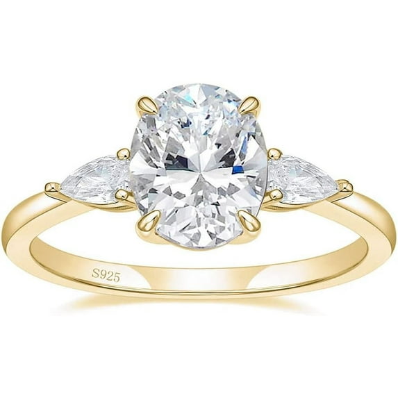 3CT 925 Sterling Silver Engagement Rings 3-Stone Oval Cut Cubic Zirconia CZ Wedding Promise Rings for Her Wedding Bands for Women Size 3-11