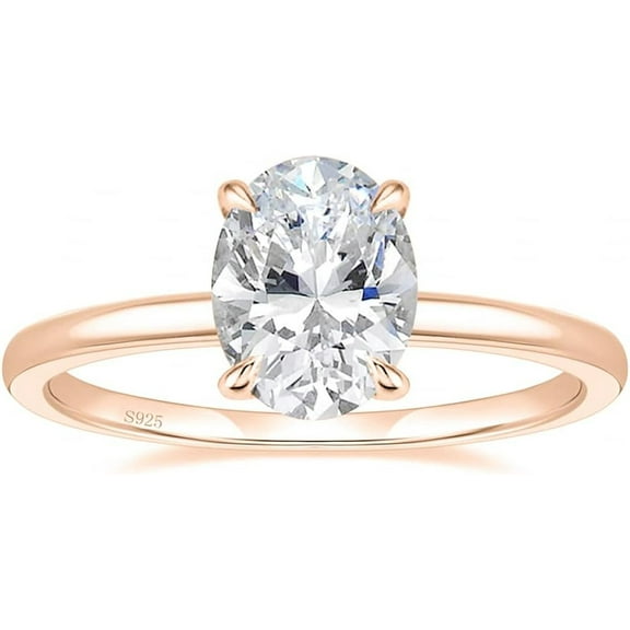 3CT 925 Sterling Silver Engagement Rings Oval Cut Solitaire Cubic Zirconia CZ Wedding Promise Rings for Her Wedding Bands for Women Size 3-11