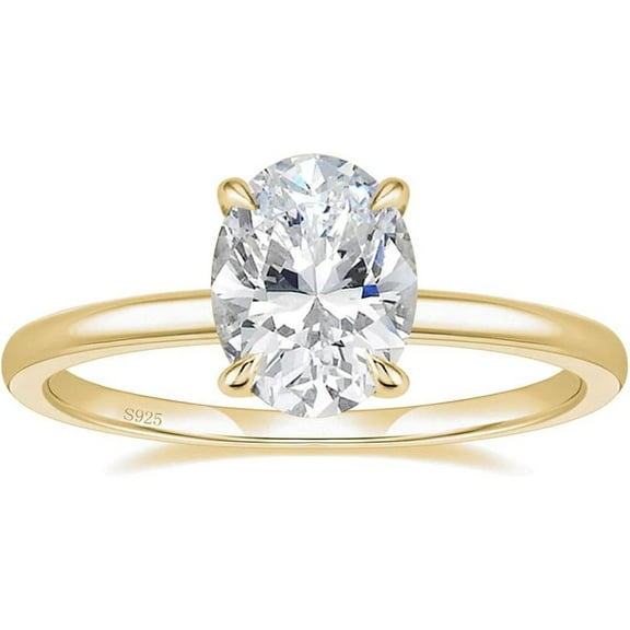 925 Sterling Silver Womens Solitaire Cubic-Zirconia Engagement Ring ...