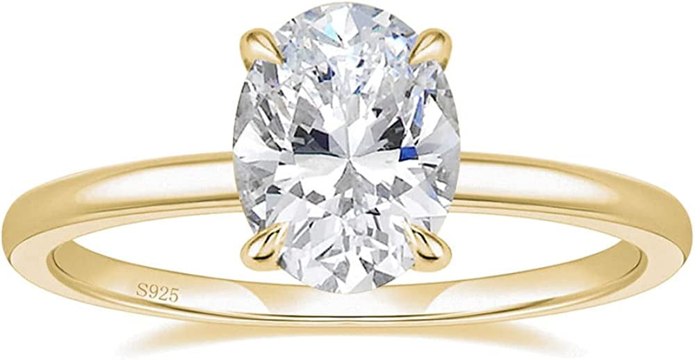 BERRICLE Sterling Silver Solitaire Wedding Engagement Rings 5.5 Carat Oval  Cut Cubic Zirconia CZ Hidden Halo Ring for Women, Rhodium Plated Size 5.5 -  Walmart.com