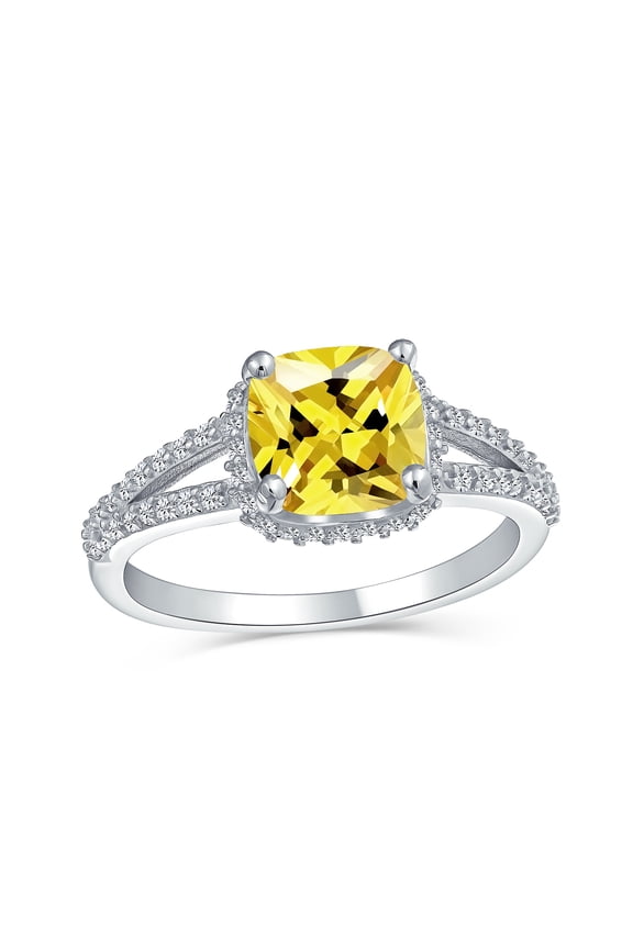 Womens 3CT Canary Yellow Oval AAA CZ Engagement Ring Band Sterling Silver