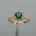 thumbnail image 1 of 3CT Cushion Cut Lab Created Emerald Halo Engagement Ring 14K Yellow Gold Plated, 1 of 3