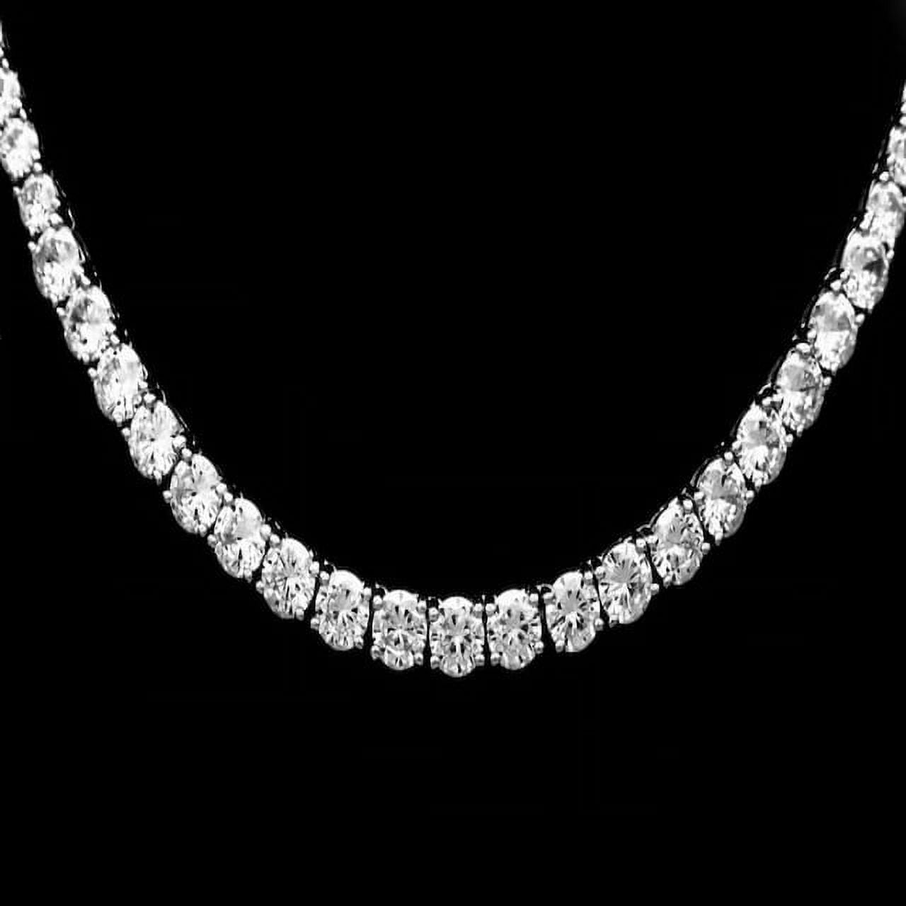 VIRAJ GEMS 3CT Lab Grown Diamond Stylish Round Cut Tennis Necklace 14K White Gold Fine Jewelry for Women Gifts