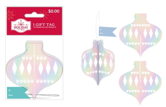 Christmas Acrylic Finial Gift Toppers, Iridescent, 3 Count, by Holiday Time