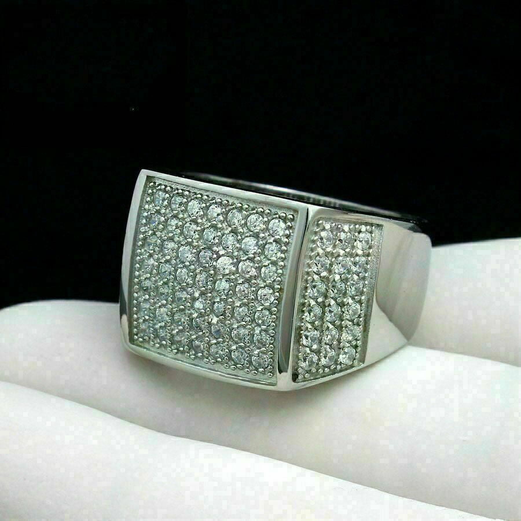 3CT Moissanite (D/VVS1) Round Cut Pinky Ring 14K White Gold over