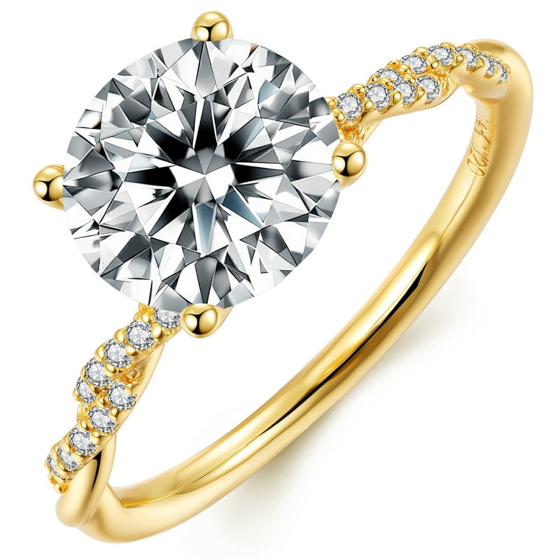 3CT Moissanite Engagement Ring for Women Round Cut 14K Gold Vermeil — free download